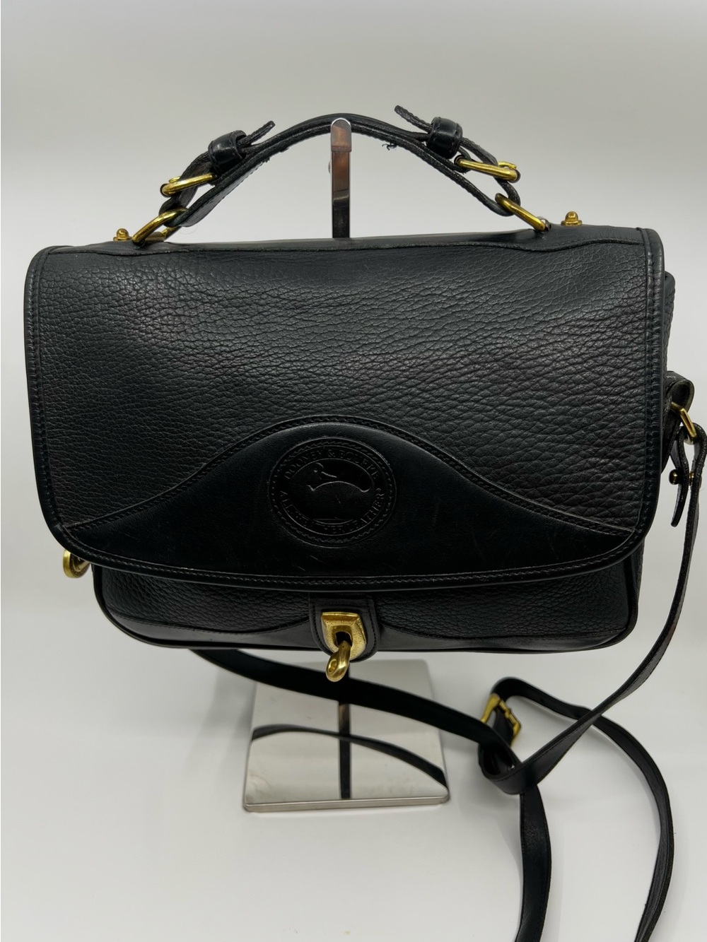 Vintage Dooney & Bourke Black Leather Satchel Bag